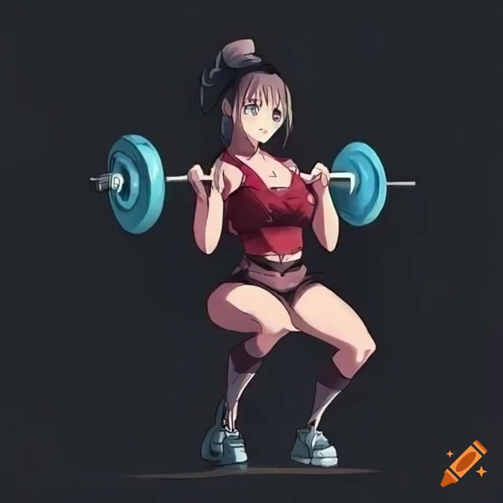anime girl lifting heavy weights effortlessly