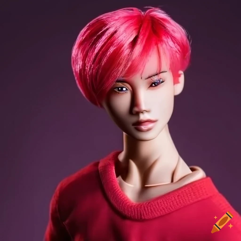closeup of a fashionable doll of an edgy asian model