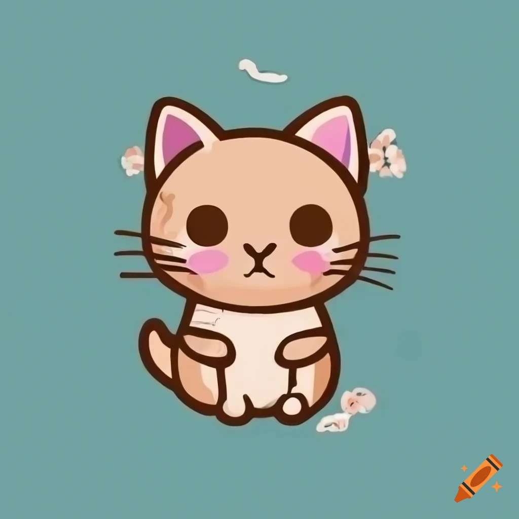 Cute cat logo design stickers on Craiyon