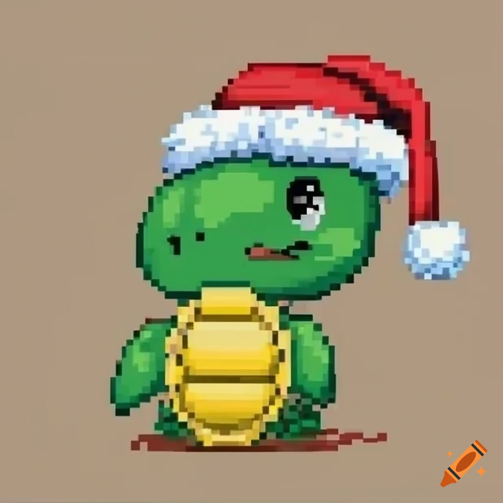 cartoon turtle wearing a Santa hat