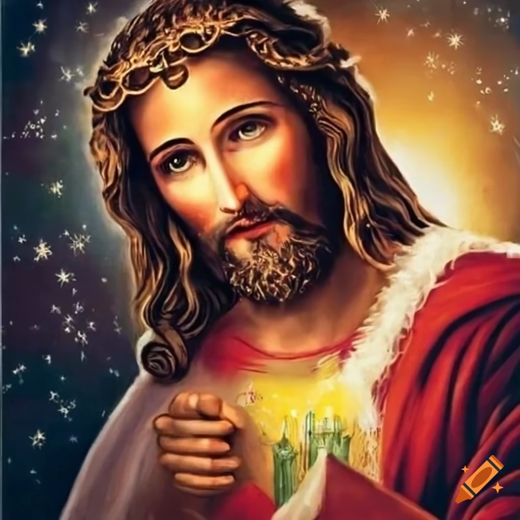 Christmas card with the image of jesus