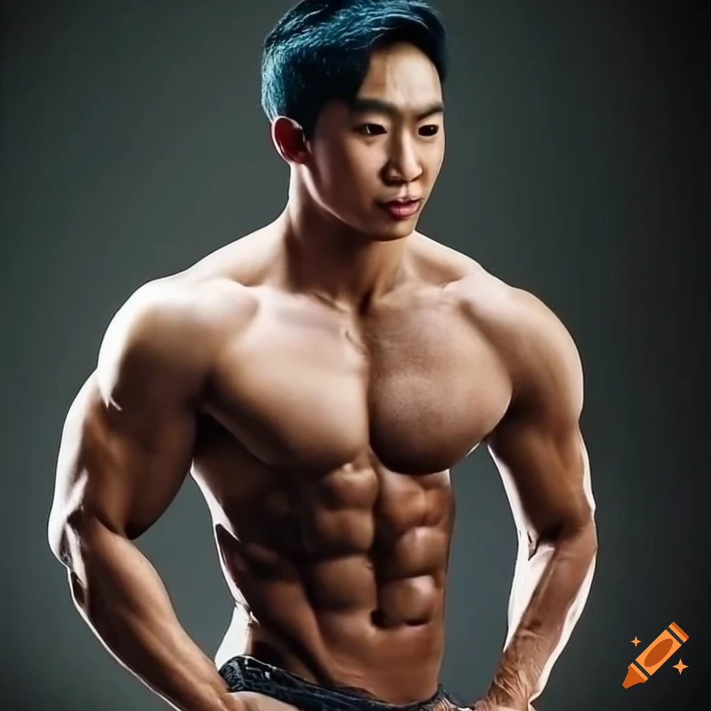 portrait of a handsome Asian bodybuilder