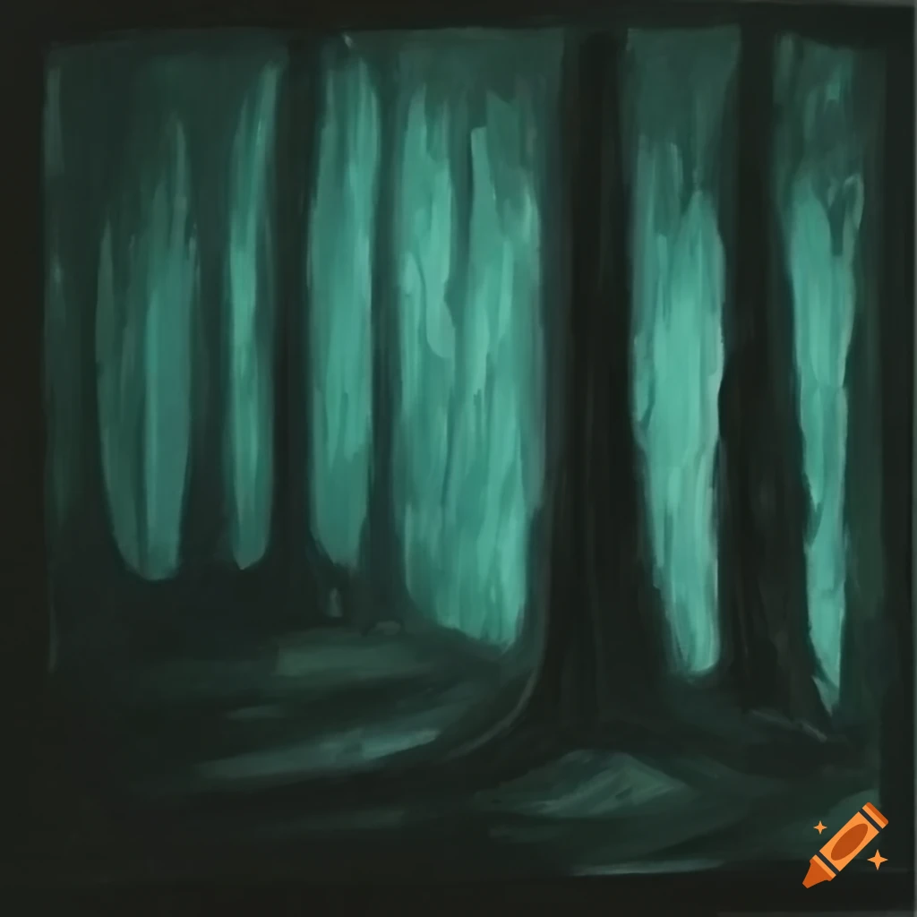 Oil painting of a forest at night on Craiyon