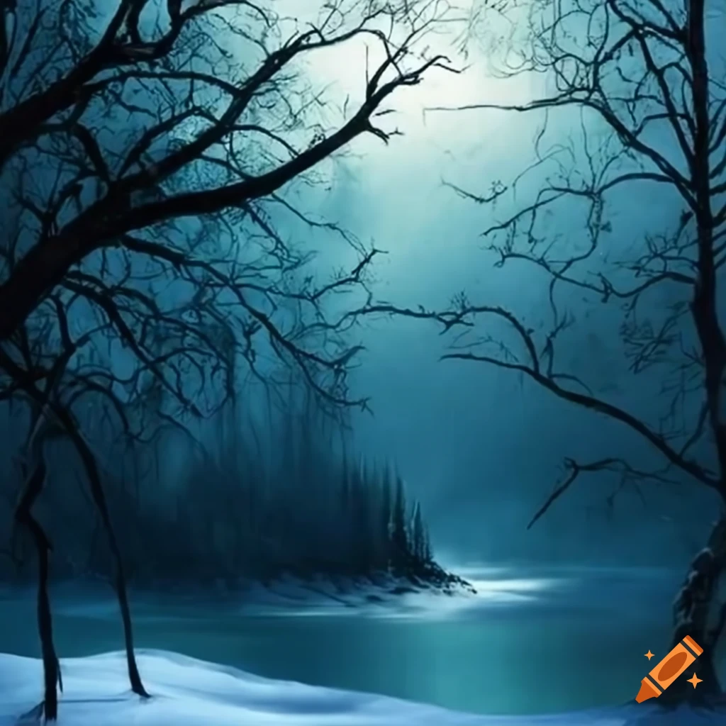Fantasy winter and summer scene