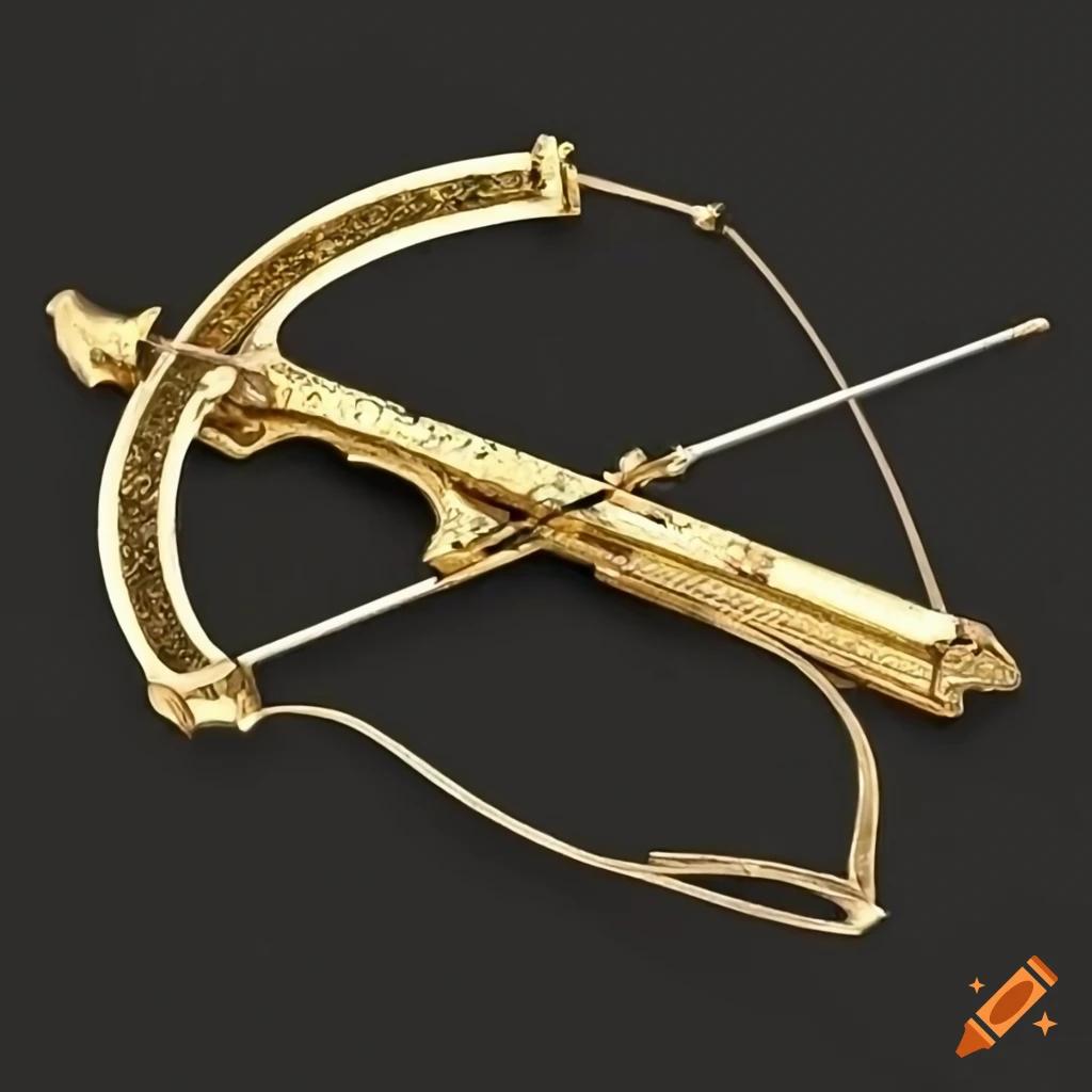 golden crossbow with sacred inscriptions