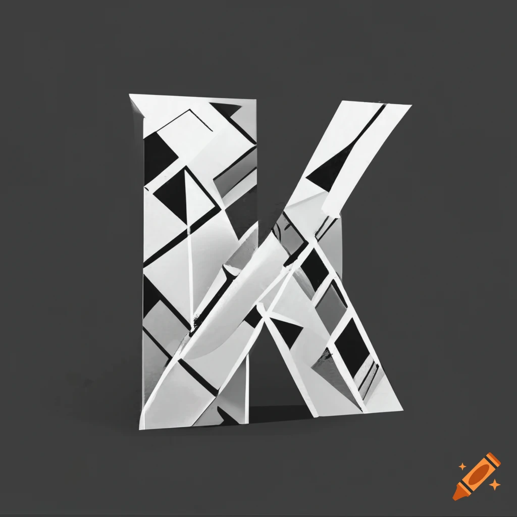 black and white geometric design of the letter K