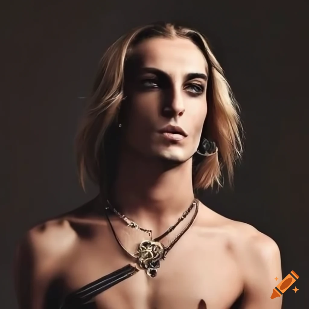 Damiano David with unique hairstyle and accessories