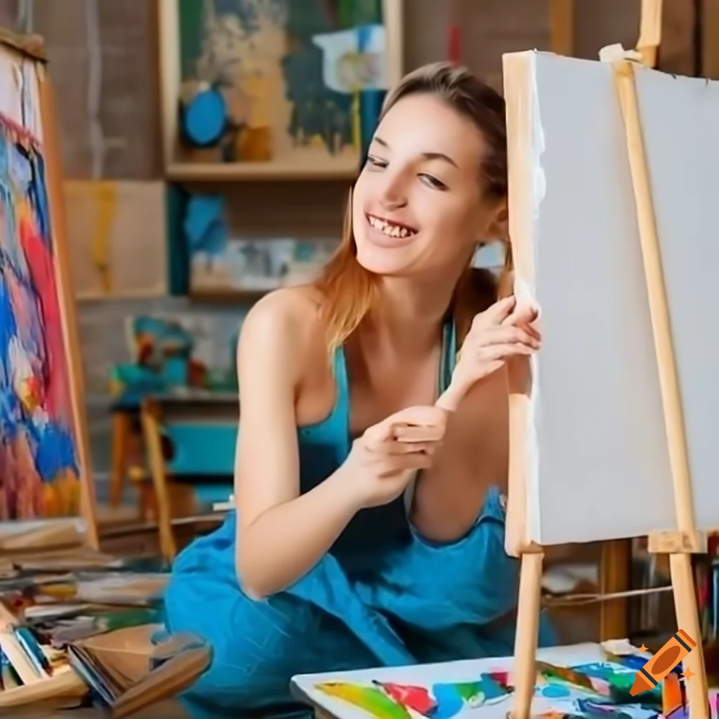 woman-drawing-on-a-canvas-in-her-art-studio