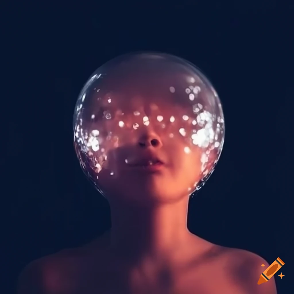 Person holding a ball of light in the water