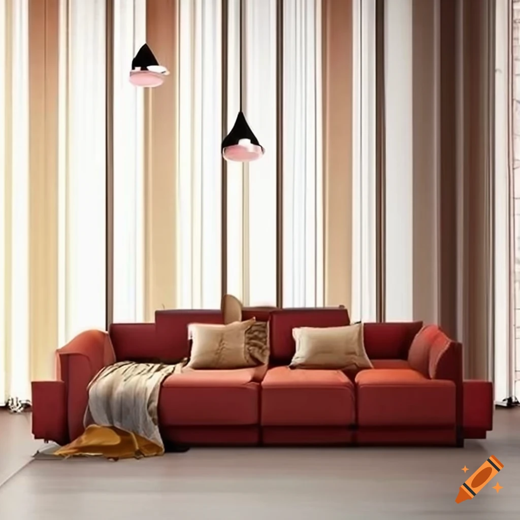 Cozy and modern living room scene with vibrant furniture on Craiyon