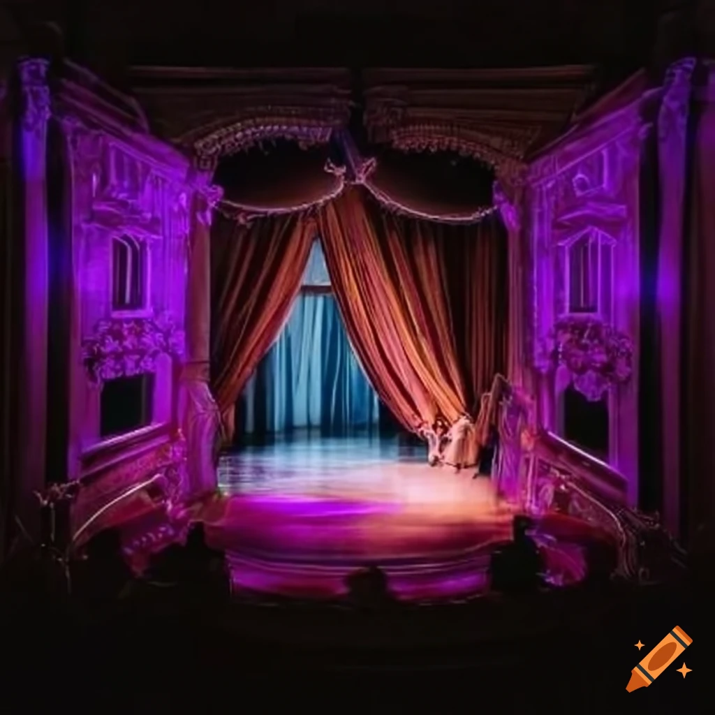 colorful opera stage with Ginette prod and Kalypso written