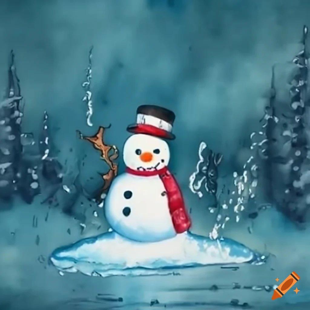 melting snowman draining through pipes