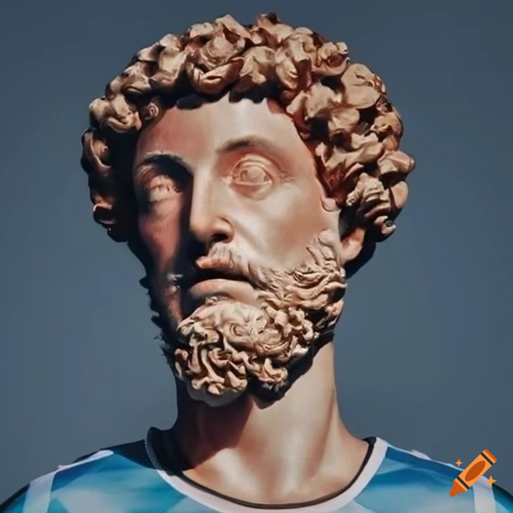 Marcus aurelius wearing argentina football jersey