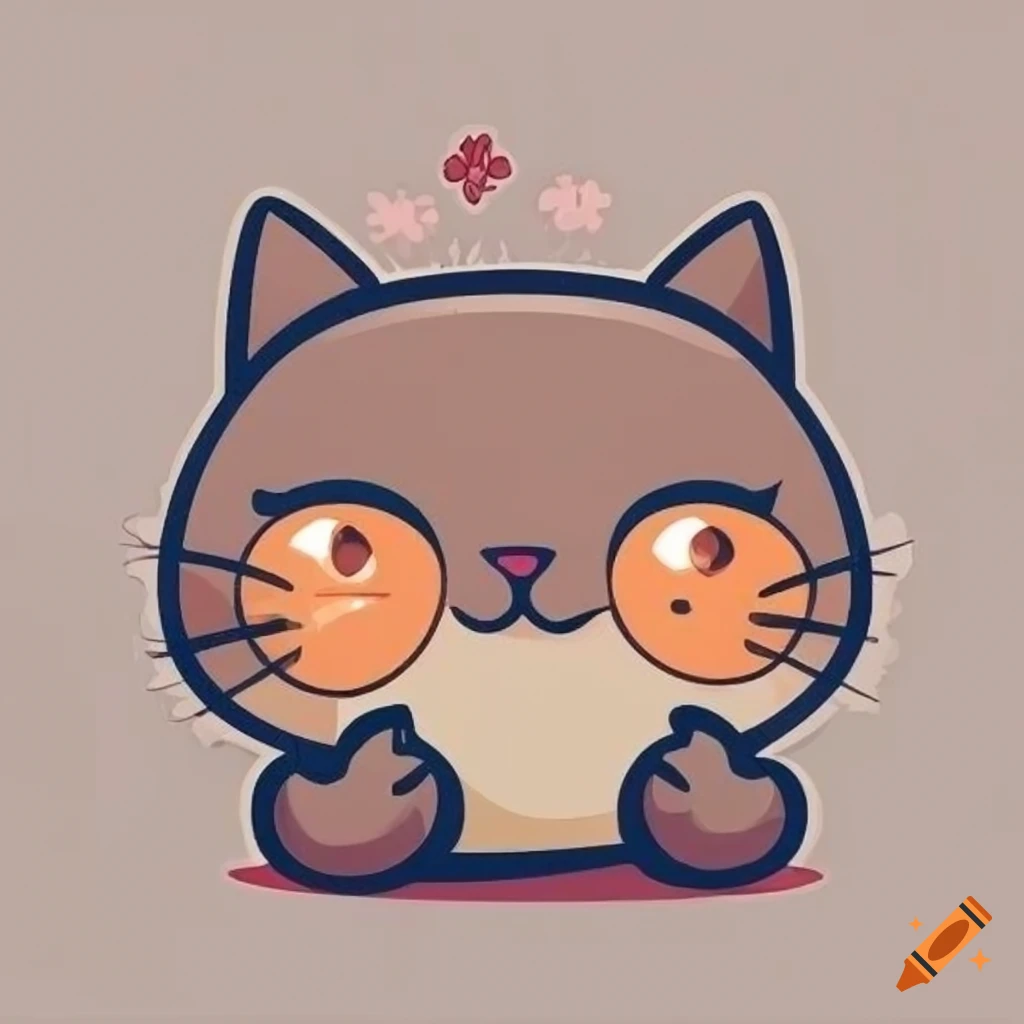 Cute cat logo design for stickers and badges