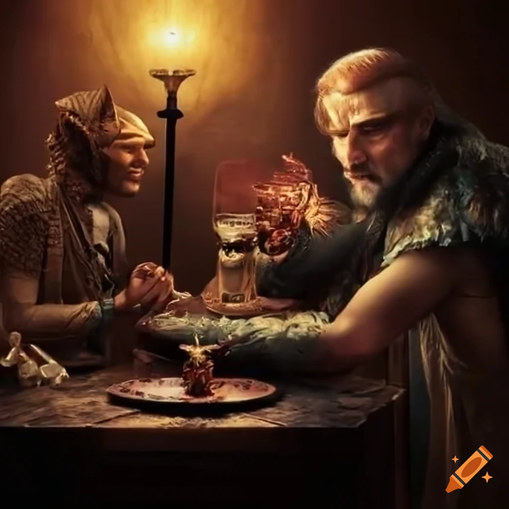 men discussing at a fantasy table
