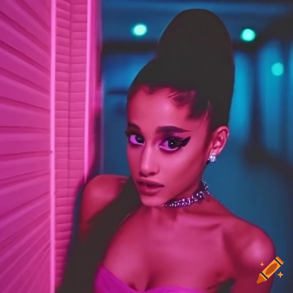 Dreamy neon pink city street with ariana grande