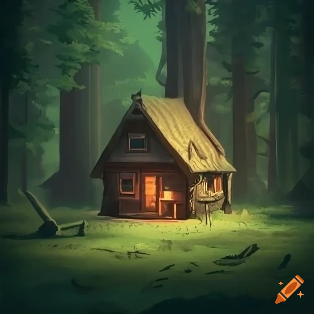 High fantasy hunter's cabin in the woods