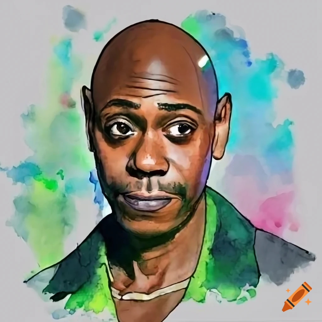 Watercolor of dave chappelle performing stand up comedy on craiyon