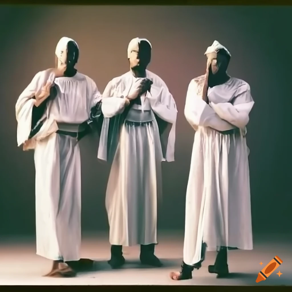 Men in religious robes carrying tridents on Craiyon