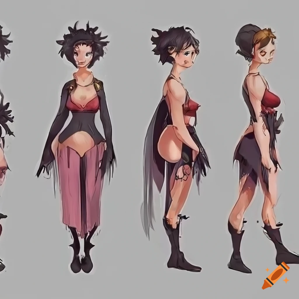 template sheet for designing female characters