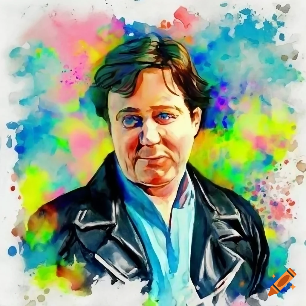 watercolor of comedian Bill Hicks performing live