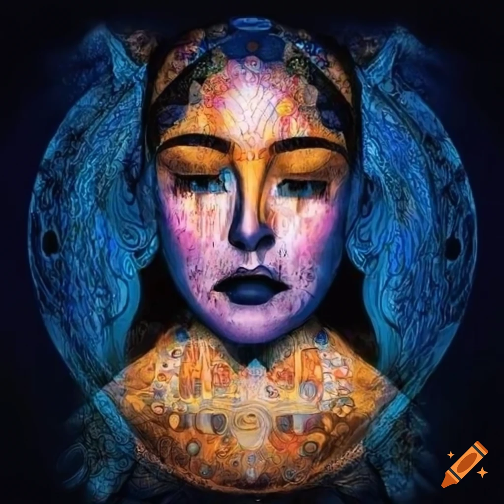 Abstract art of a woman s face with geometric patterns on craiyon