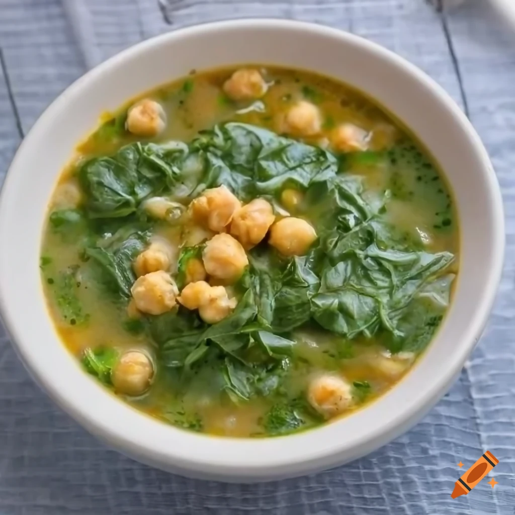 picture of Chickpea and Spinach Soup on a table
