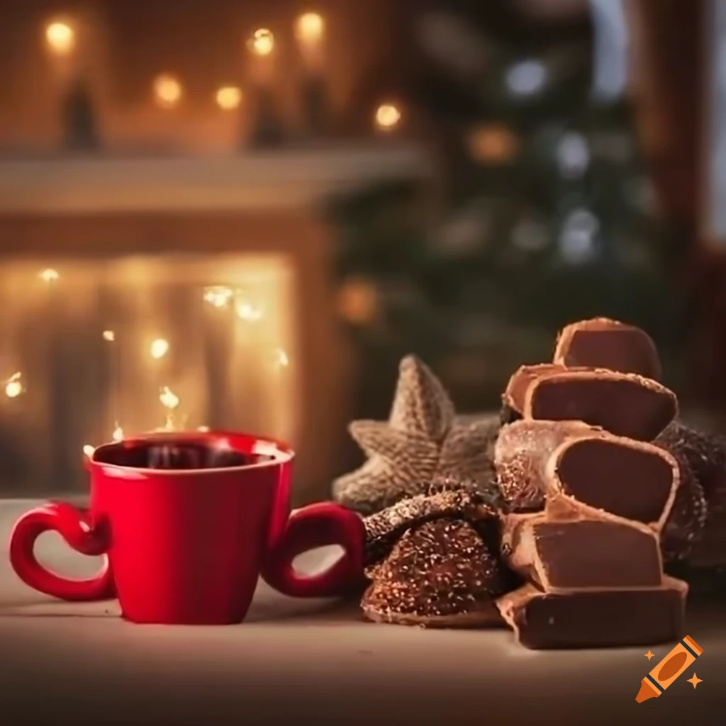 festive cup of hot chocolate in a Christmas scene