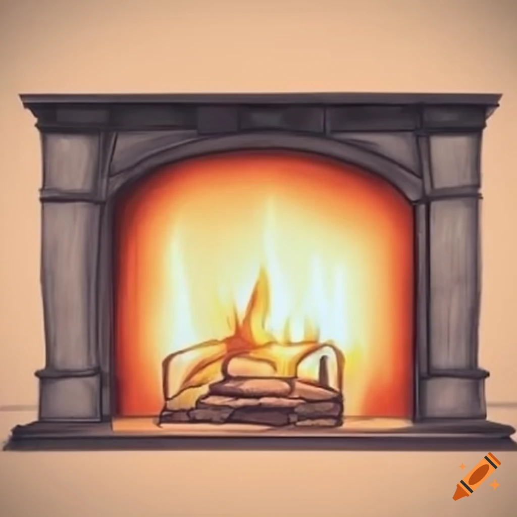 drawing of a cozy fireplace