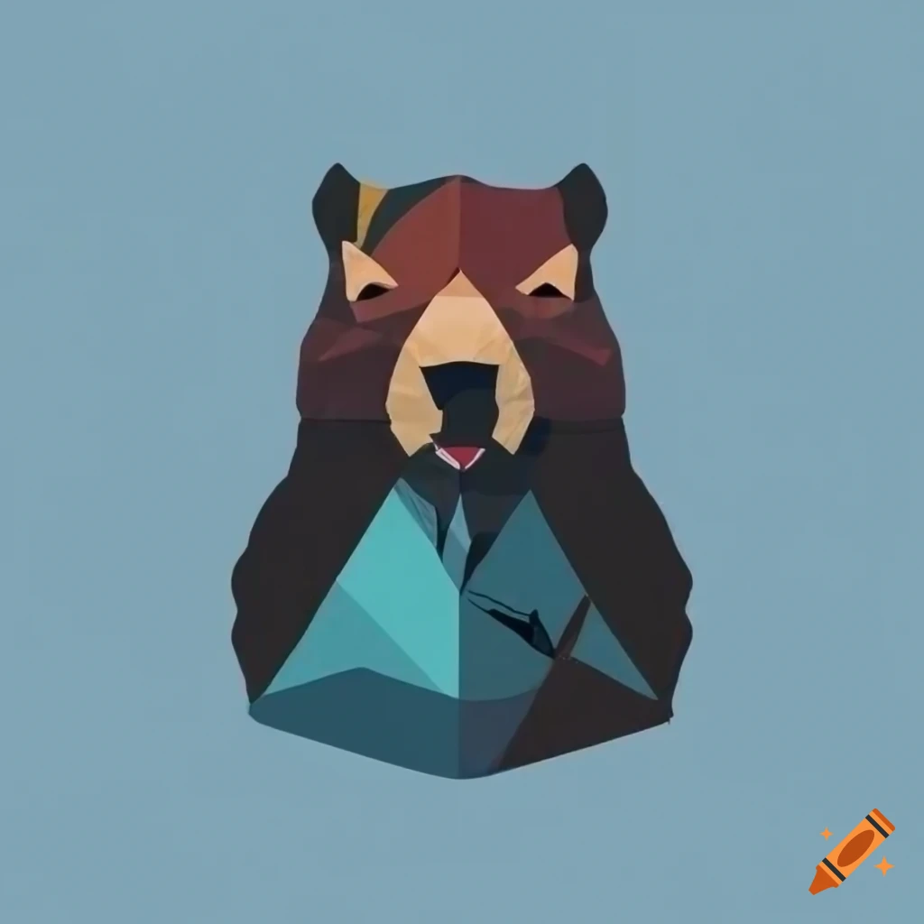 geometric design of a skiing marmot for t-shirt