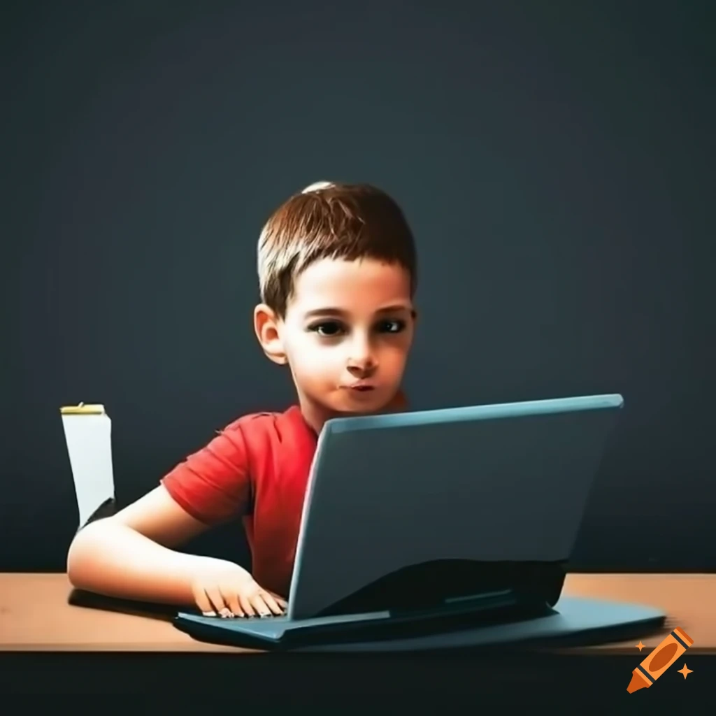 Boy working on a computer