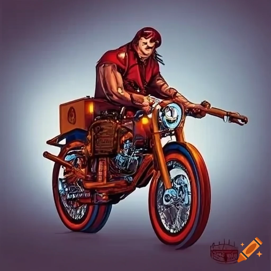 comic-style flyer with pigs on motorcycles performing stunts