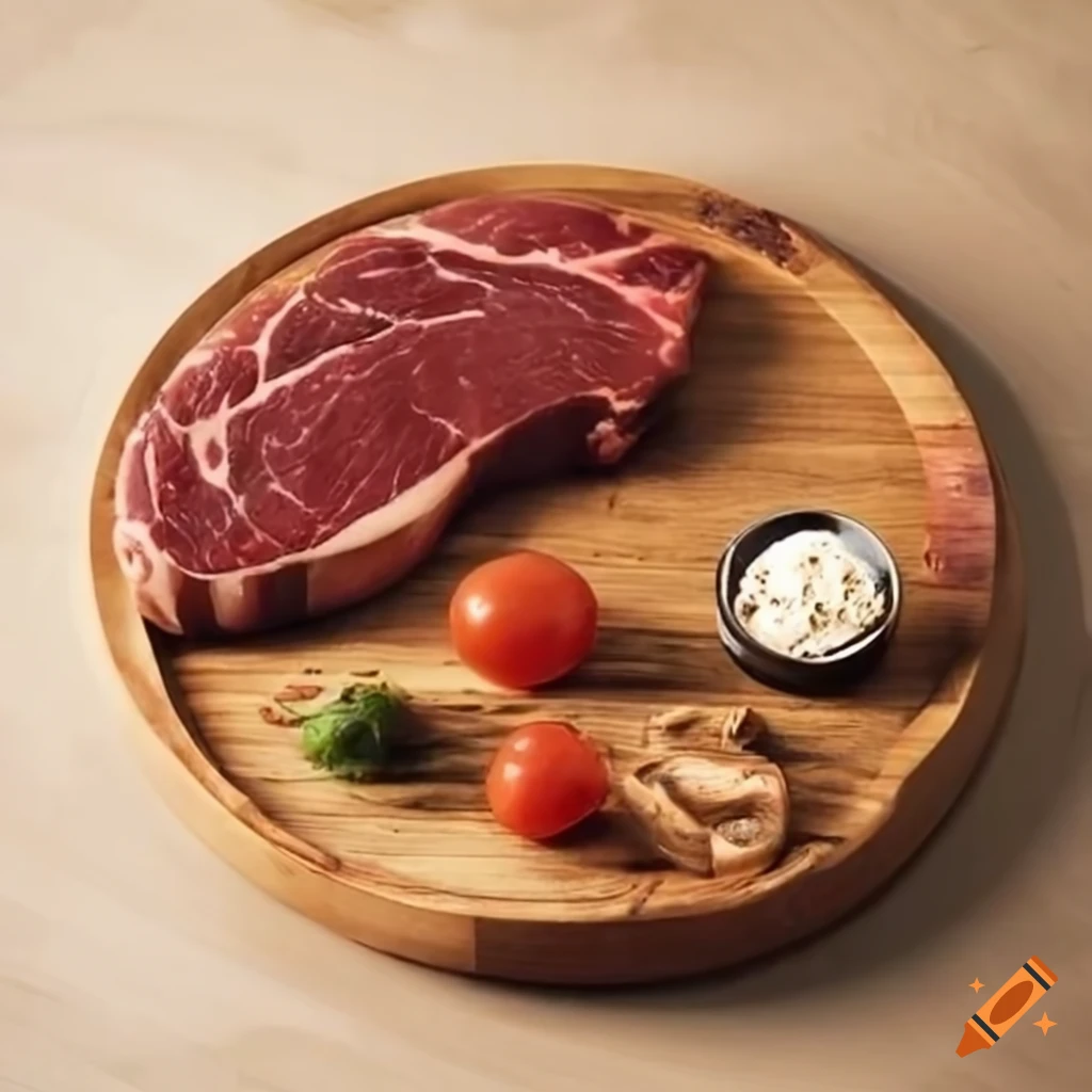 entrecote steak on a wooden board