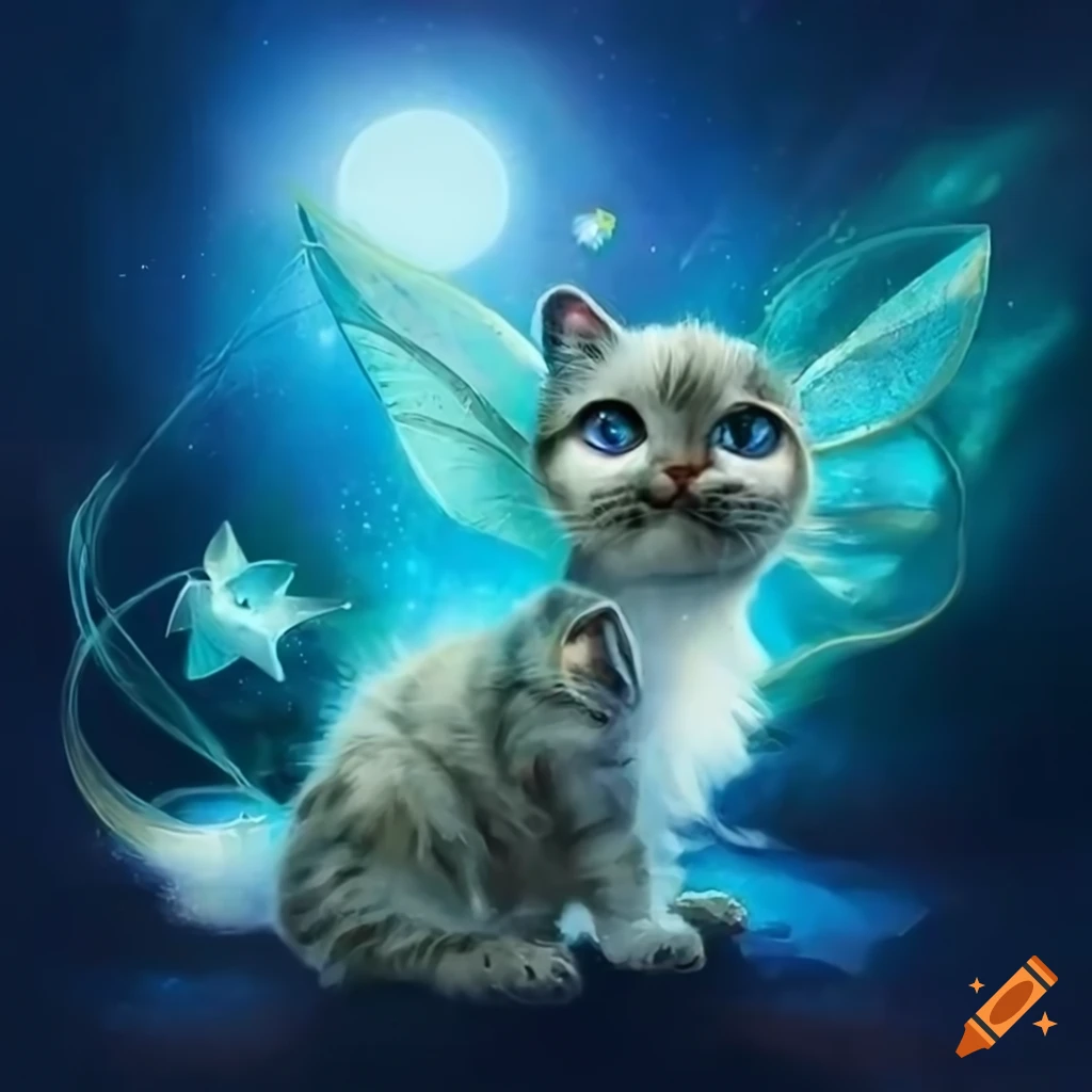 Illustration of kittens in a fairy ring