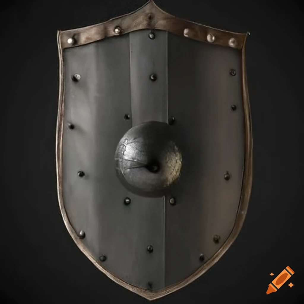 Black kite shield with steel trim