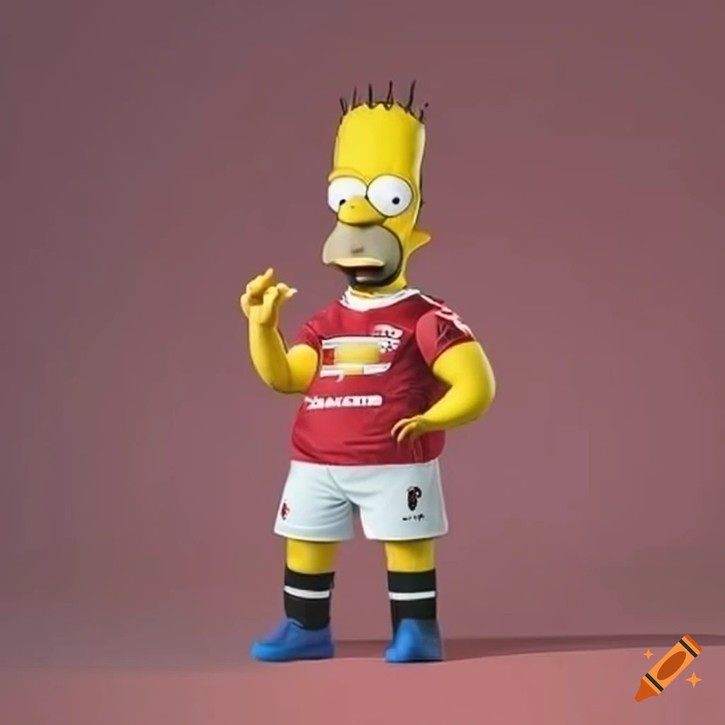 Homer simpson wearing manchester united kit