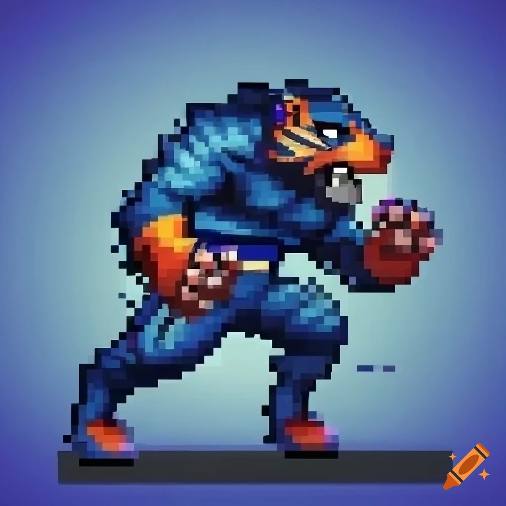 dark blue tiger character for fighting game sprite