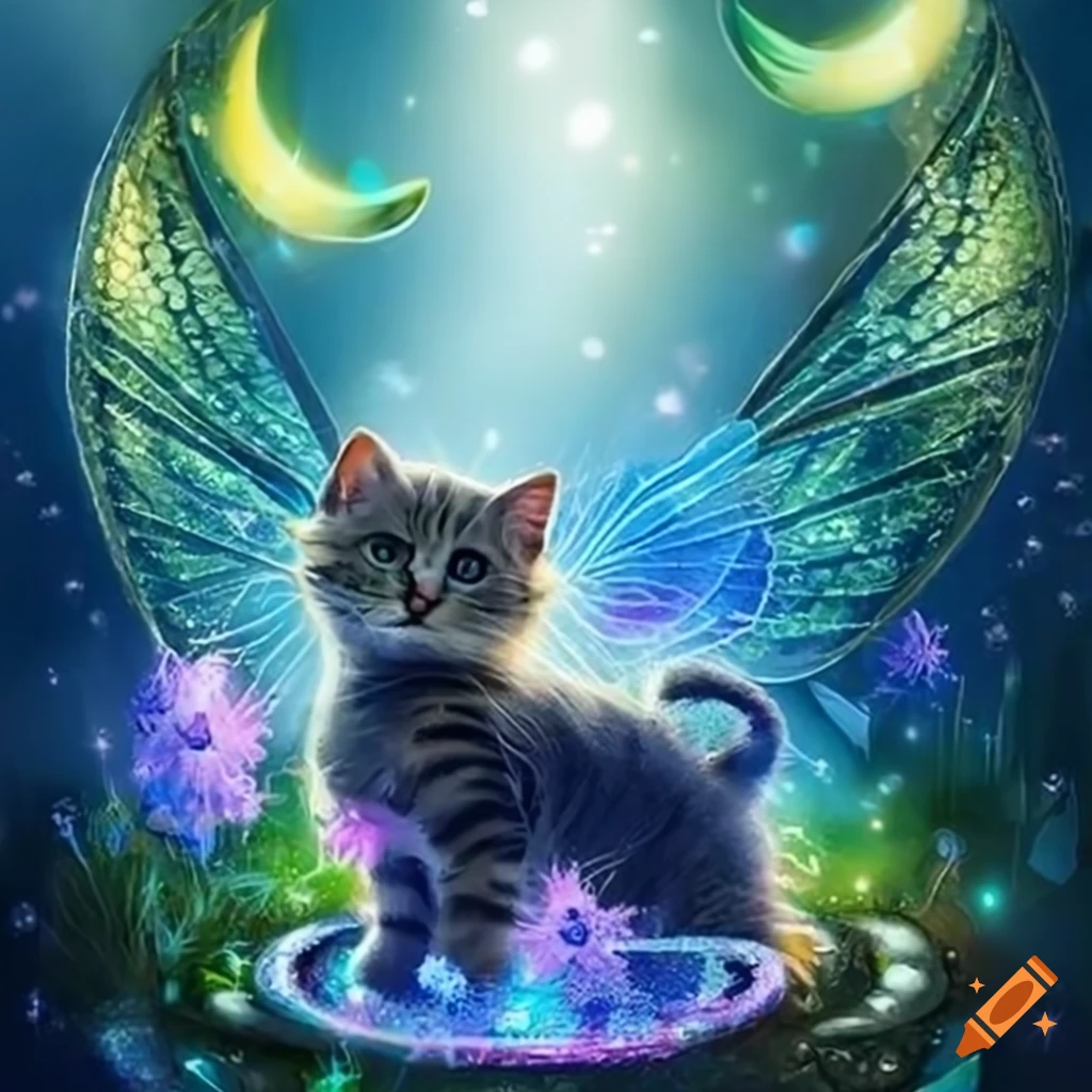 illustration of kittens in a dreamy watercolor fantasy art