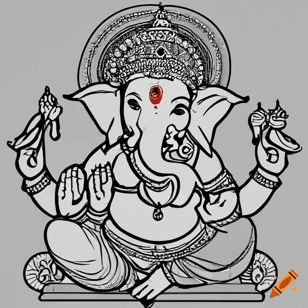 coloring book page featuring Lord Ganesh