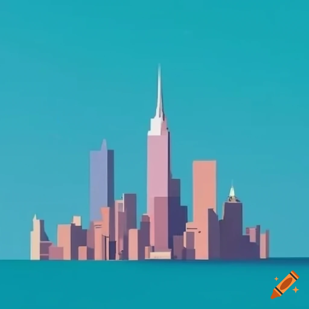 Minimalist pastel cityscape of new york