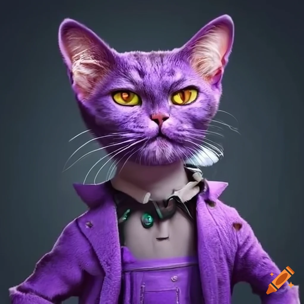 Purple cat leader with two orange cat henchmen