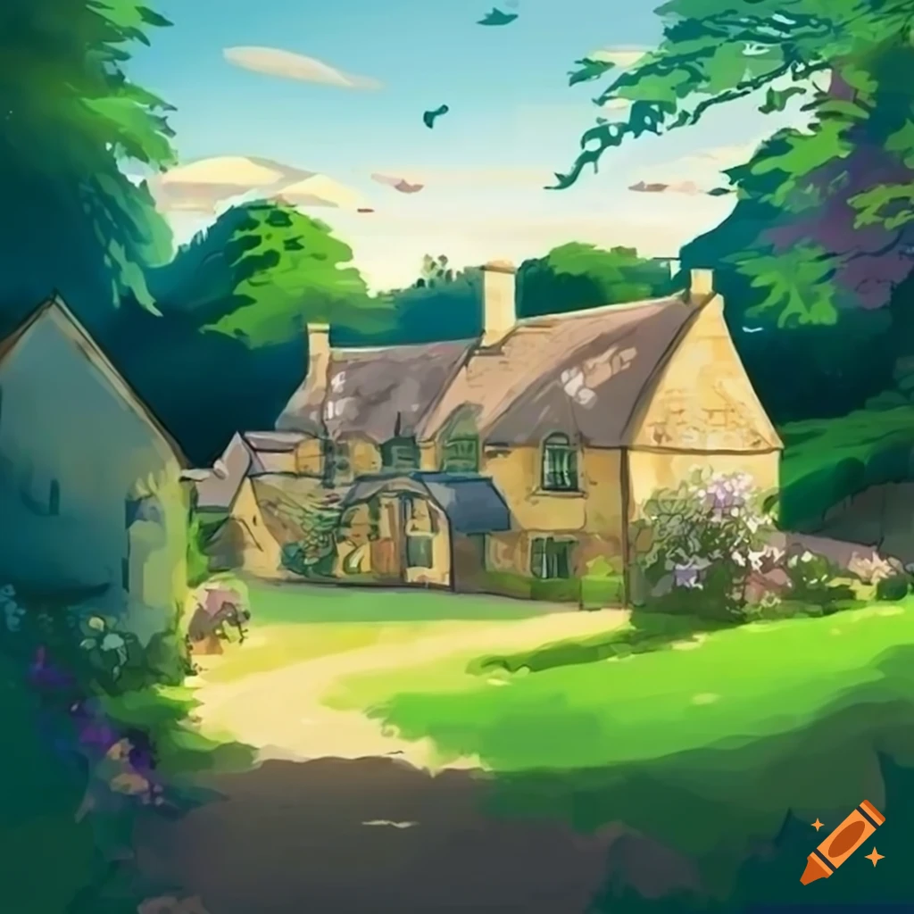 Animestyle house in the cotswolds countryside on Craiyon
