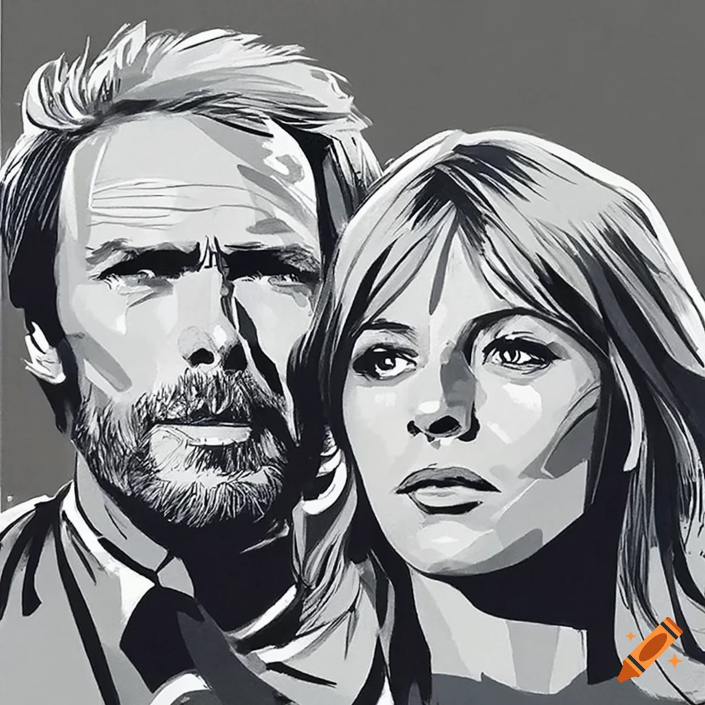 artwork of Clint Eastwood and Julie Christie in a classic film