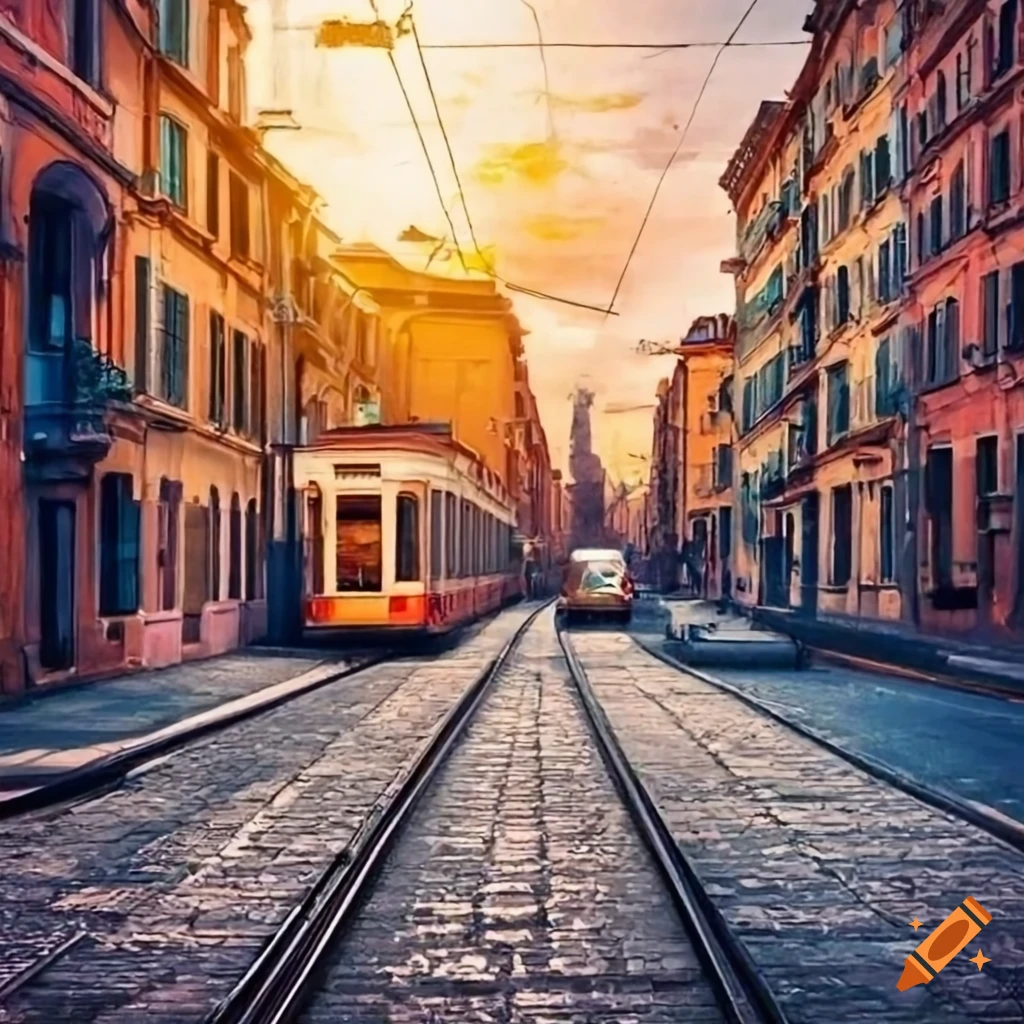 streetscape with row homes and cobblestone streets