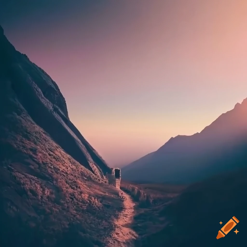 mysterious path leading to a distant mountain