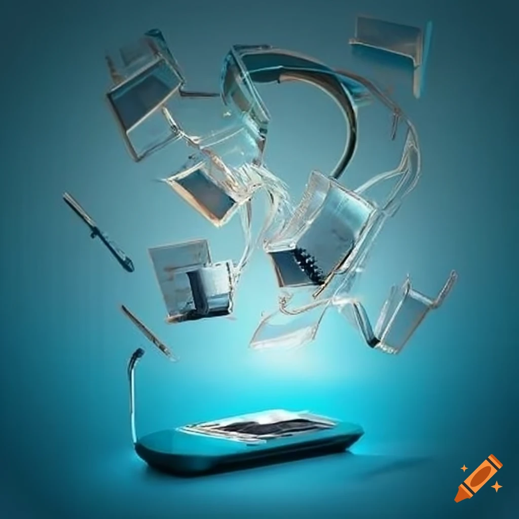 Data packets being transmitted through a company router on craiyon