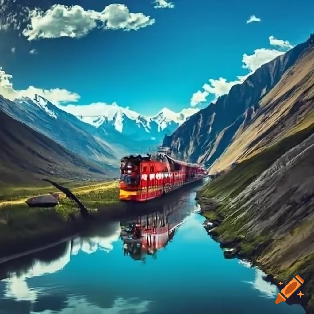 Ushguli express train in the mountains on Craiyon