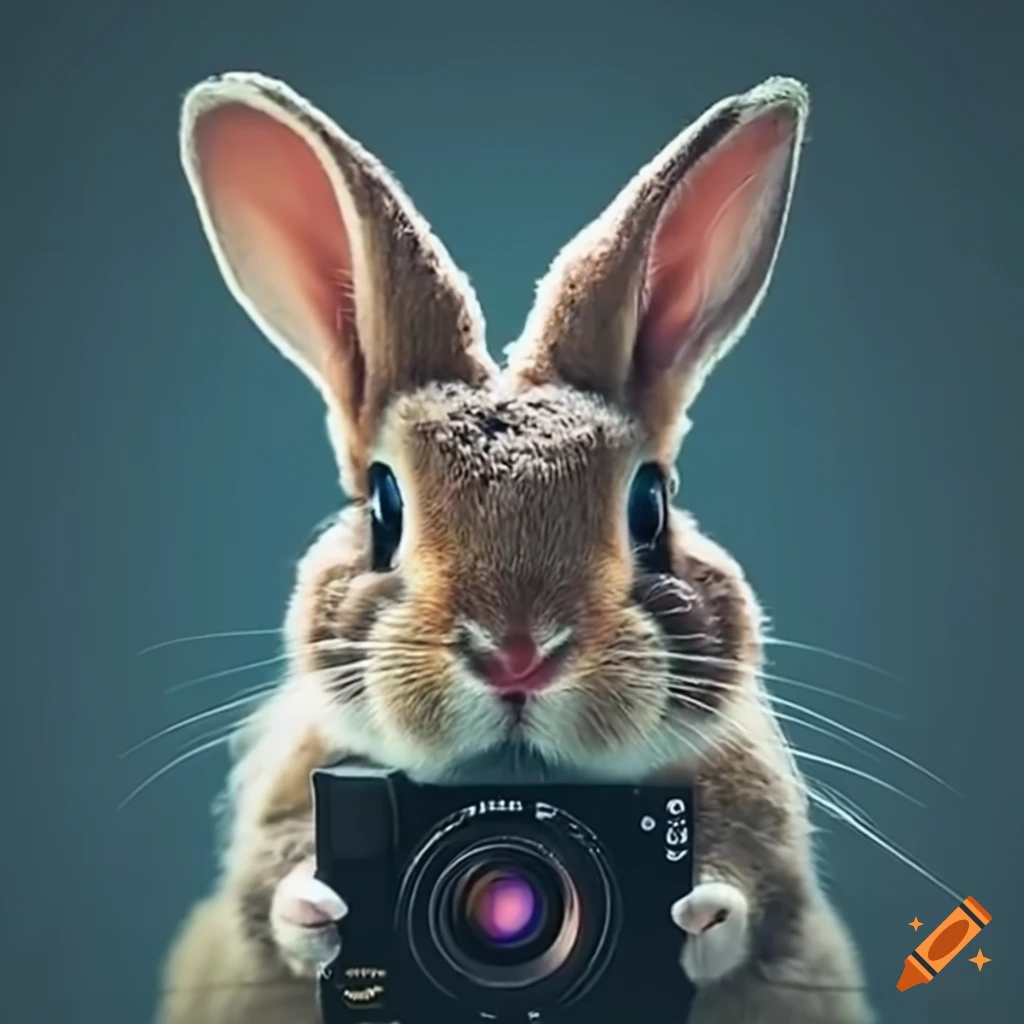 Rabbit holding a film camera
