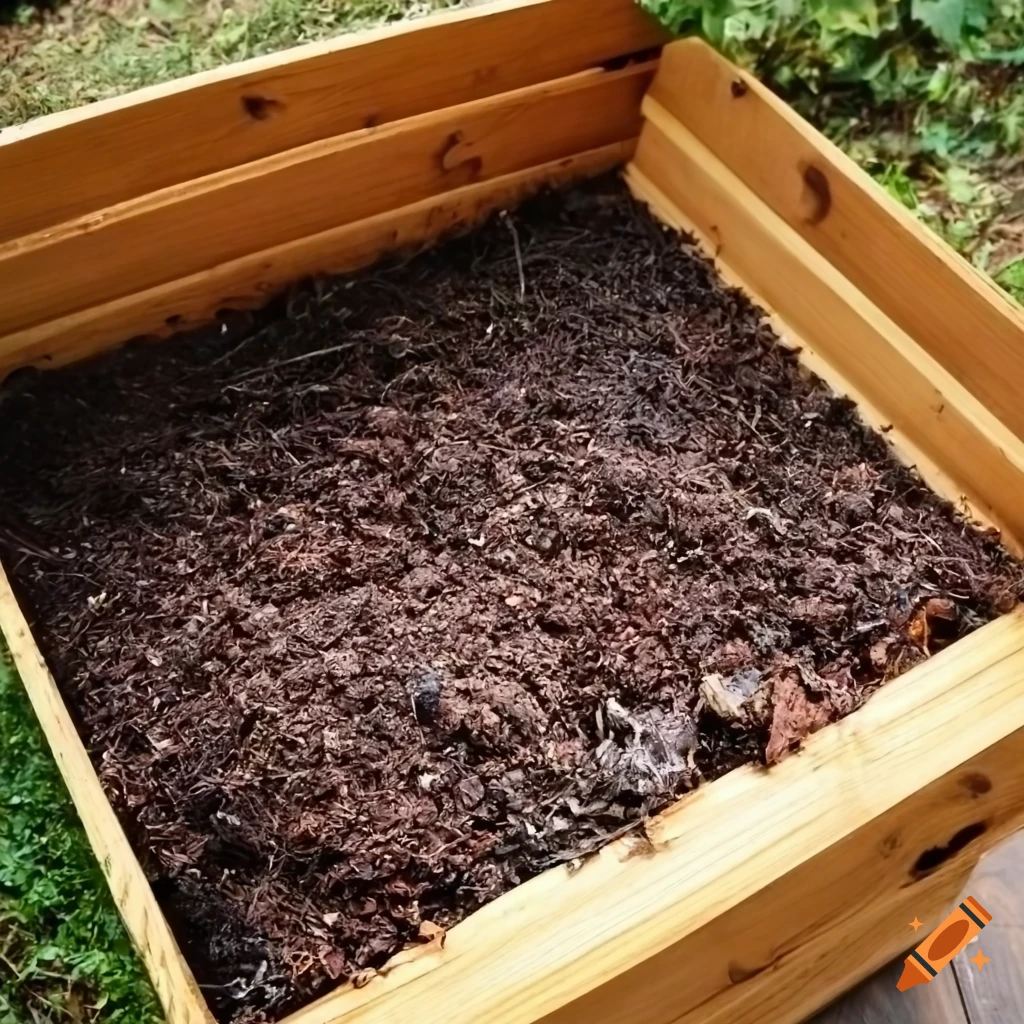backyard compost in a wooden container
