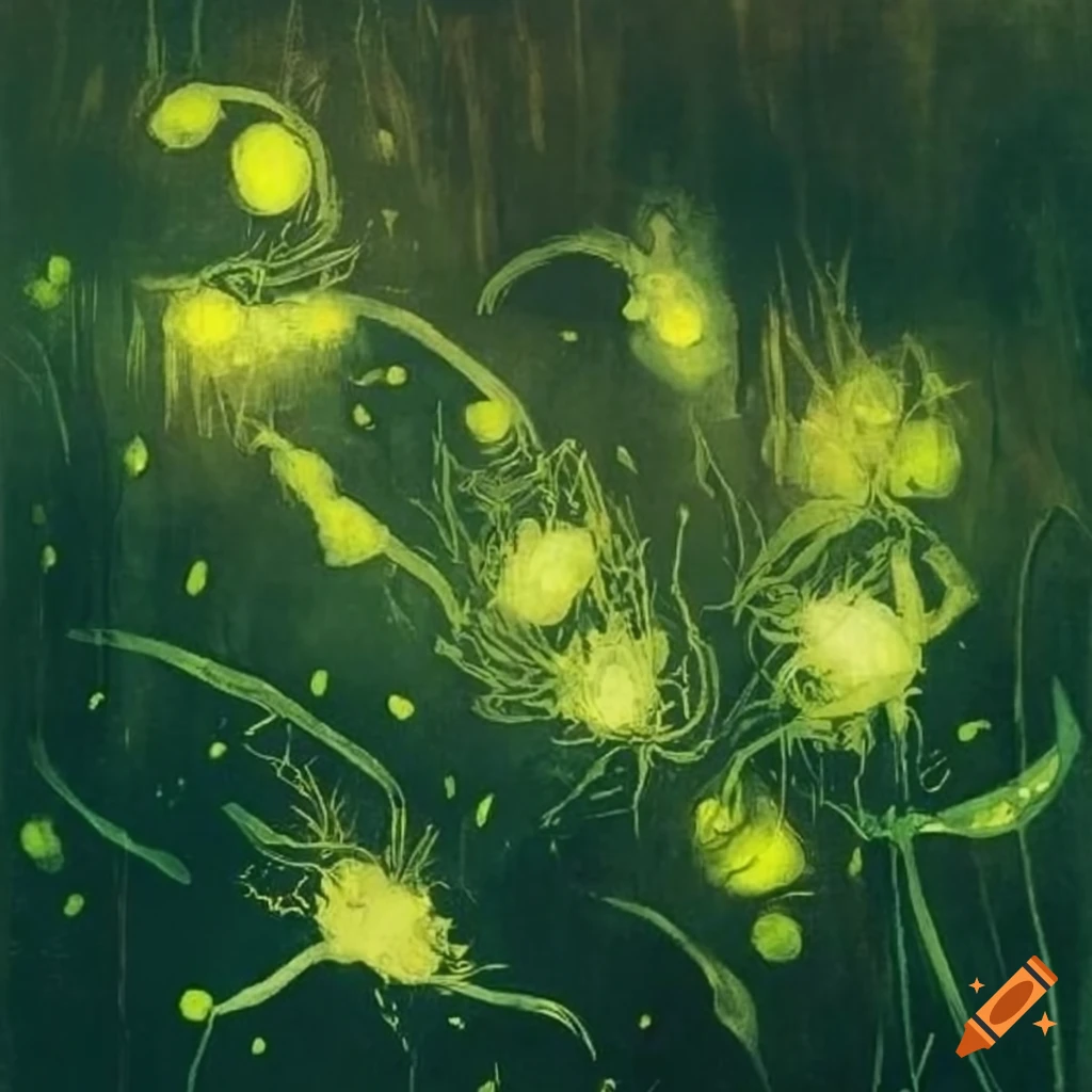 x-ray style illustration of fireflies